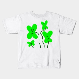 Green leaf floral art design Kids T-Shirt